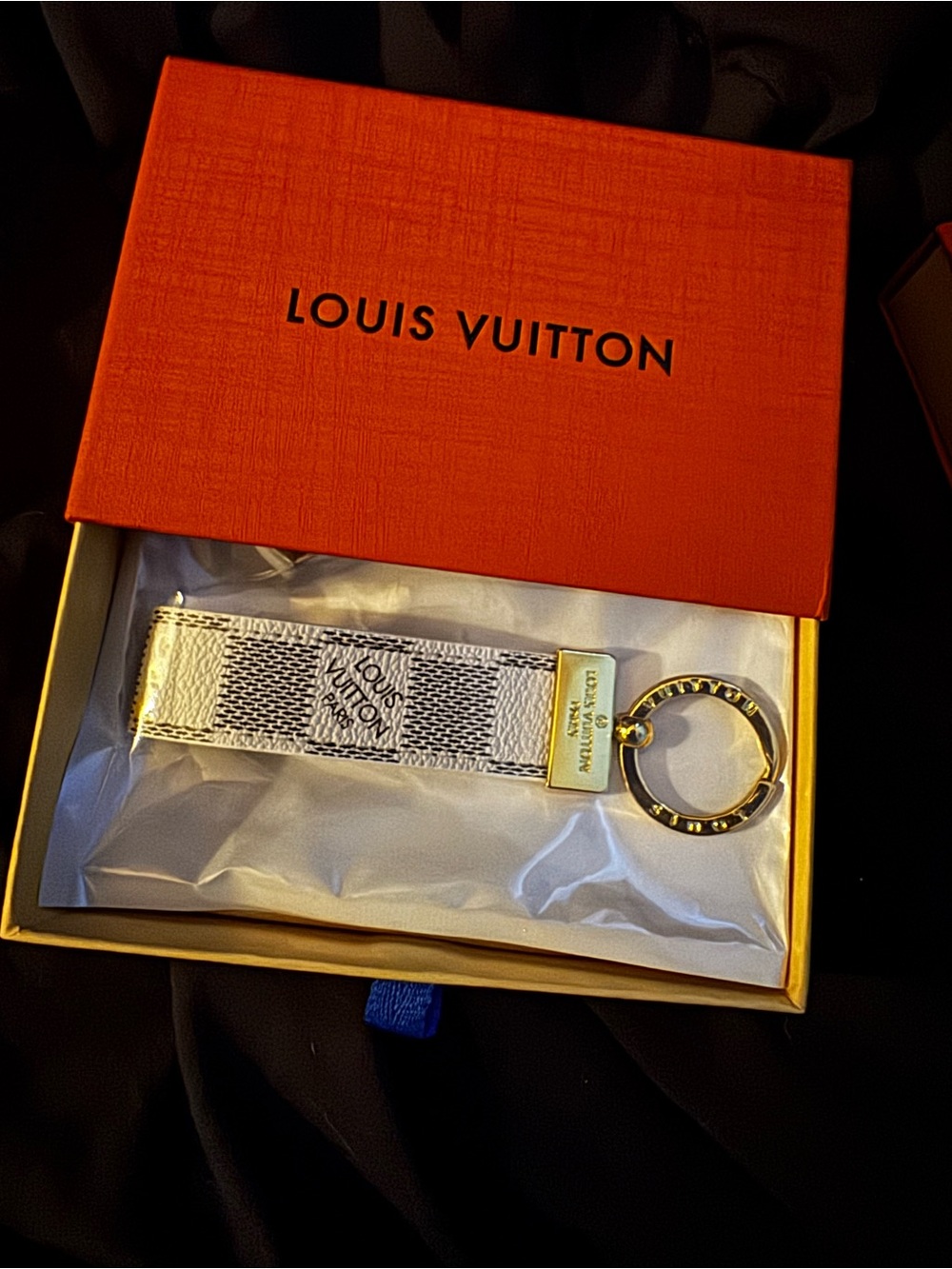 Louis Vuitton White Damier Key Holder with Gold Hardware
